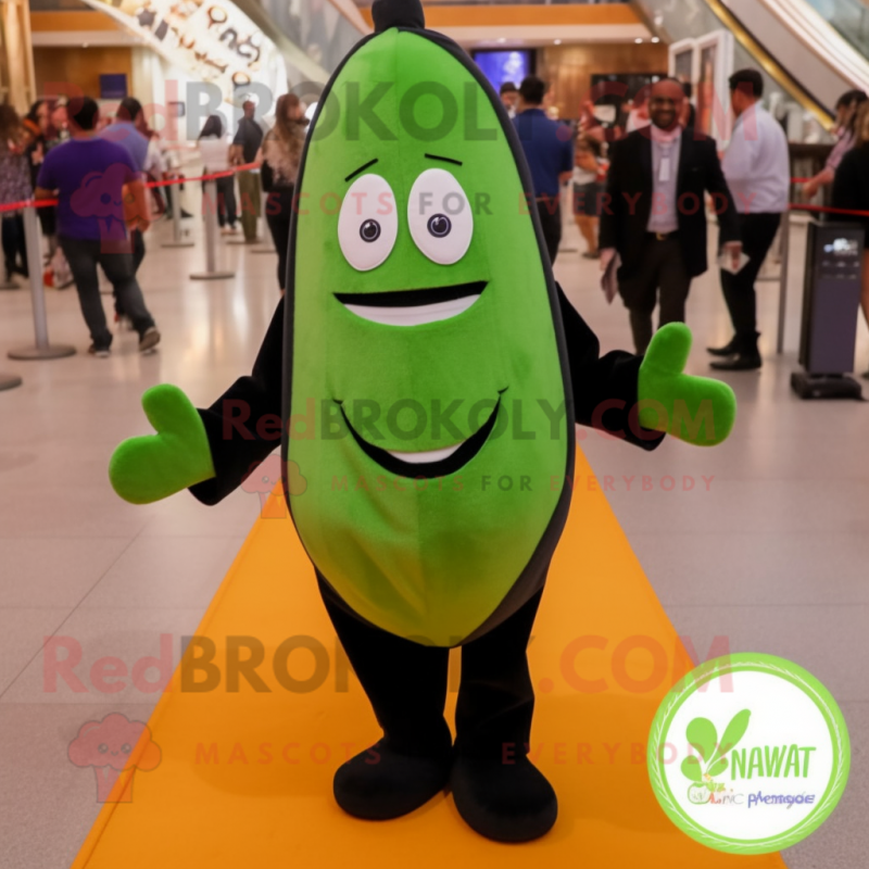 Olive Zucchini mascot costume character dressed with a Tuxedo and Anklets Olive Zucchini mascot costume character dressed with a Tuxedo and Anklets