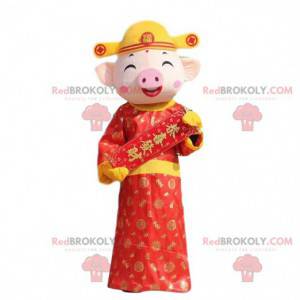 Mascotte de cochon, costume de cochon d'Asie, dieu de la