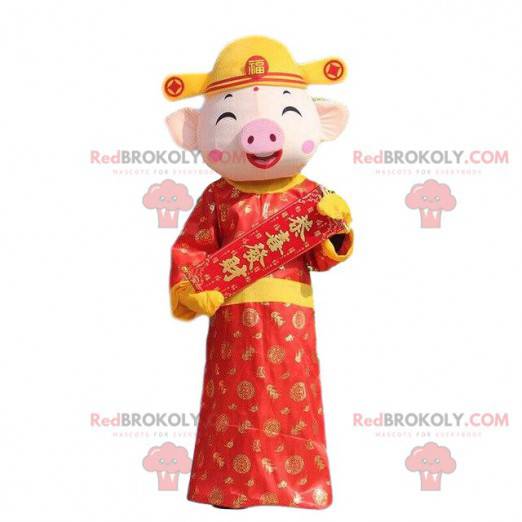 Pig mascot, Asian pig costume, god of wealth - Redbrokoly.com