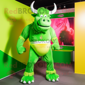 Lime Green Bison mascotte...