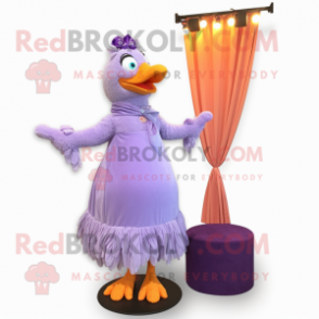 Lavender Butter Chicken mascot costume character dressed with a Evening Gown and Scarf clips