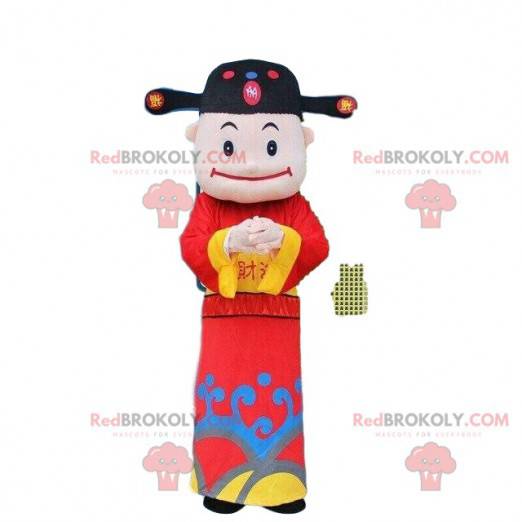 Aziatische man mascotte, god van rijkdom - Redbrokoly.com
