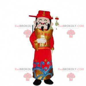 Costume d'homme asiatique, mascotte dieu de la richesse -