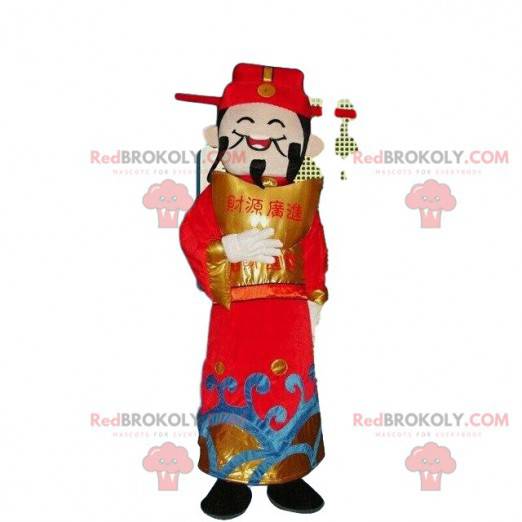 Costume da uomo asiatico, mascotte del dio della ricchezza -