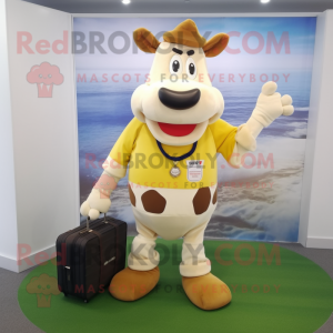 Beige Guernsey Cow mascotte...