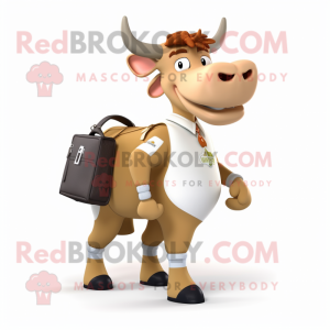 Beige Guernsey Cow mascotte...