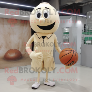 Beige Basketball Ball mascot costume character dressed with a Sheath Dress and Cufflinks