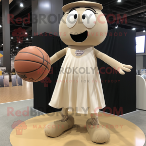 Beige Basketball Ball mascot costume character dressed with a Sheath Dress and Cufflinks