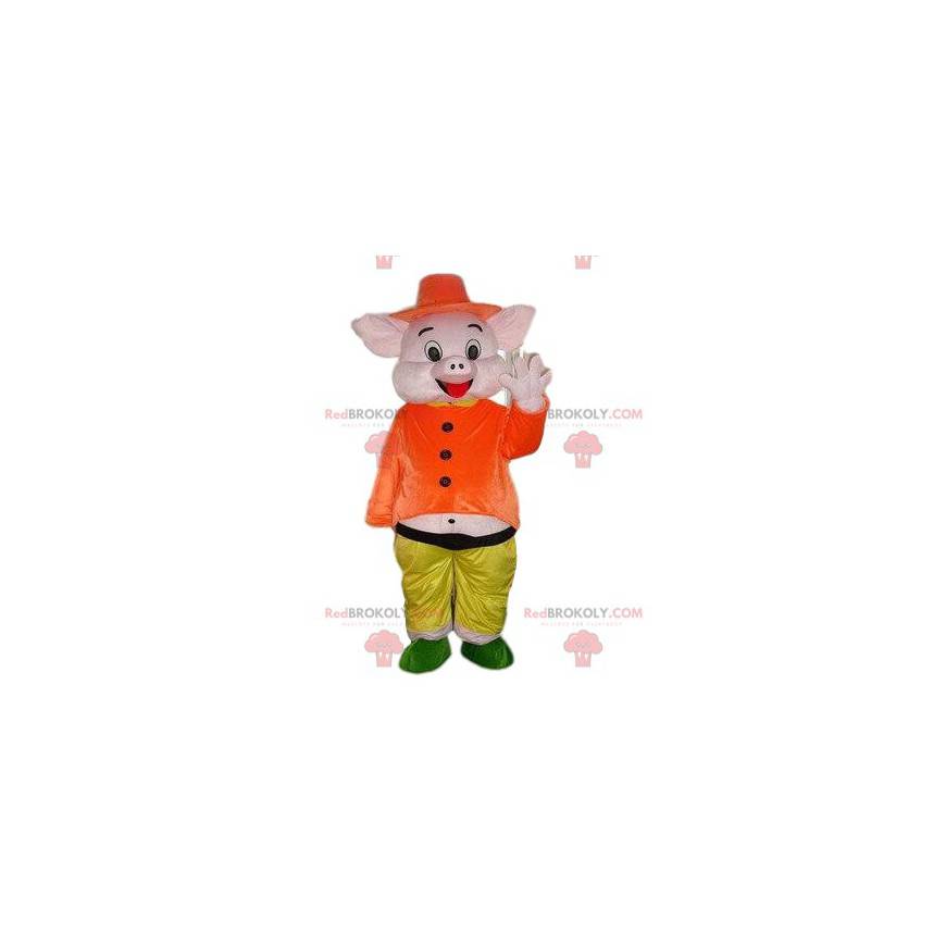 Traje de mascote de porco rosa 3 porquinhos - Redbrokoly.com