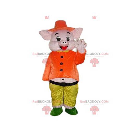 Pink gris maskot kostume 3 små grise - Redbrokoly.com
