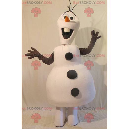 Mascotte de bonhomme de neige tout blanc et noir -