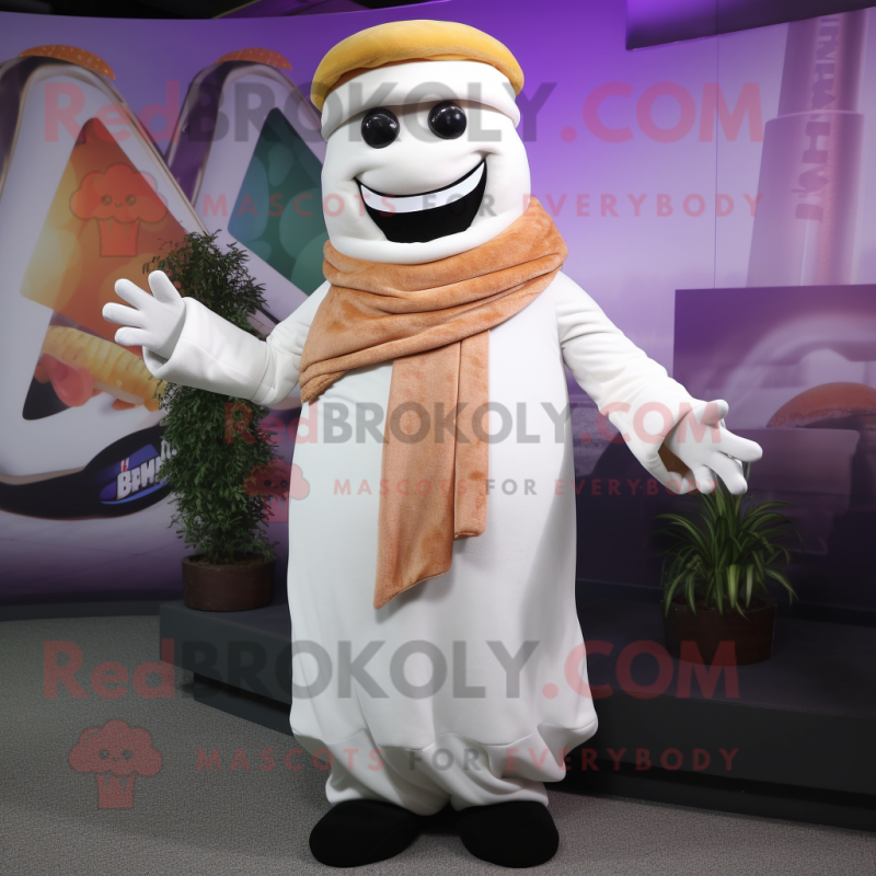 White Burgers mascot costume character dressed with a Cover-up and Scarves