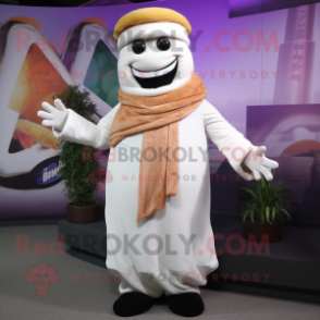 White Burgers mascot costume character dressed with a Cover-up and Scarves