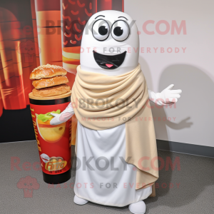 White Burgers mascot costume character dressed with a Cover-up and Scarves