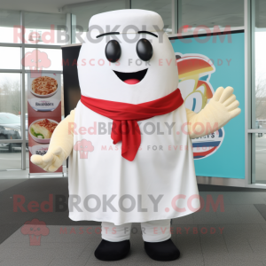 White Burgers mascot costume character dressed with a Cover-up and Scarves