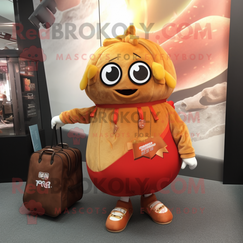 Rust Potato mascot costume character dressed with a Mini Skirt and Handbags