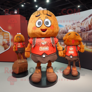 Rust Potato mascot costume character dressed with a Mini Skirt and Handbags