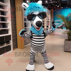 Cyan Zebra maskot kostym...