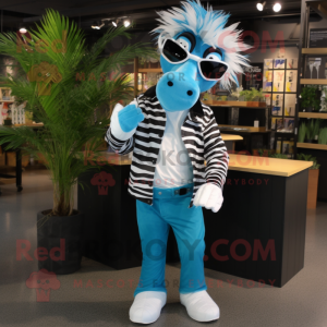 Cyan Zebra mascotte kostuum...