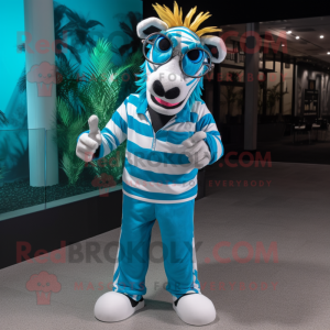 Cyan Zebra mascotte kostuum...