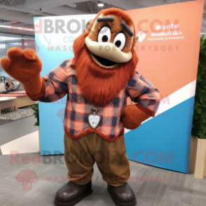 Rust Arrow Of Love mascot costume character dressed with a Flannel Shirt and Bracelet watches