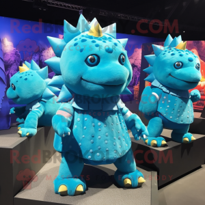 Cyan Ankylosaurus maskot...