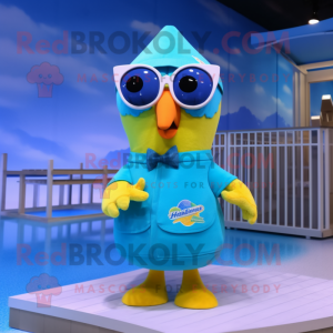 Cyan Canary maskot kostym...