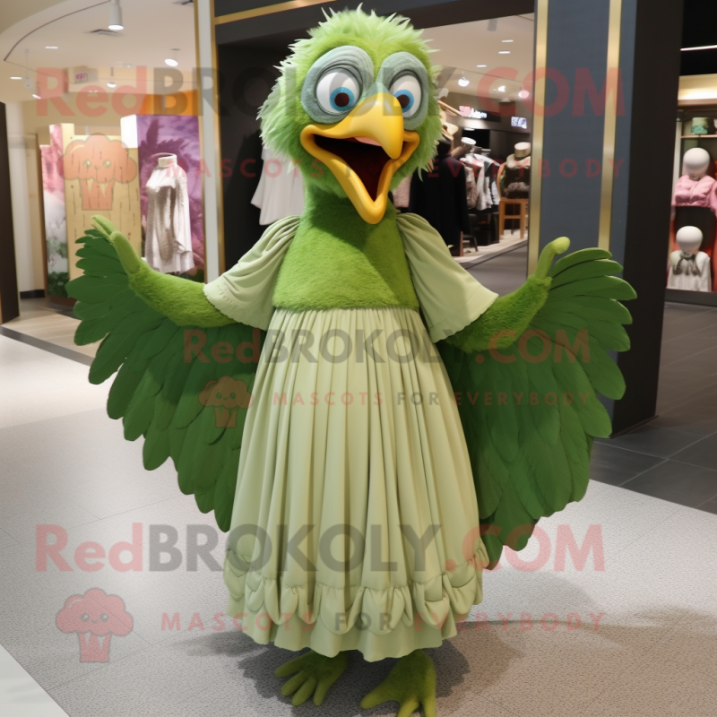 Olive Harpy mascot costume character dressed with a Ball Gown and Belts