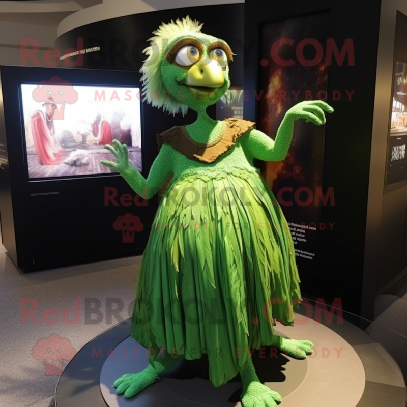 Olive Harpy mascot costume character dressed with a Ball Gown and Belts Olive Harpy mascot costume character dressed with a Ball Gown and Belts