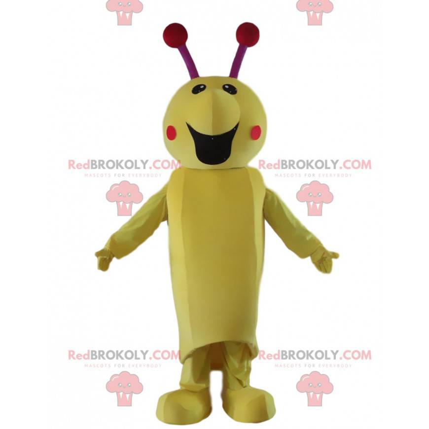 Insect mascotte, rups kostuum, gigantisch geel insect -