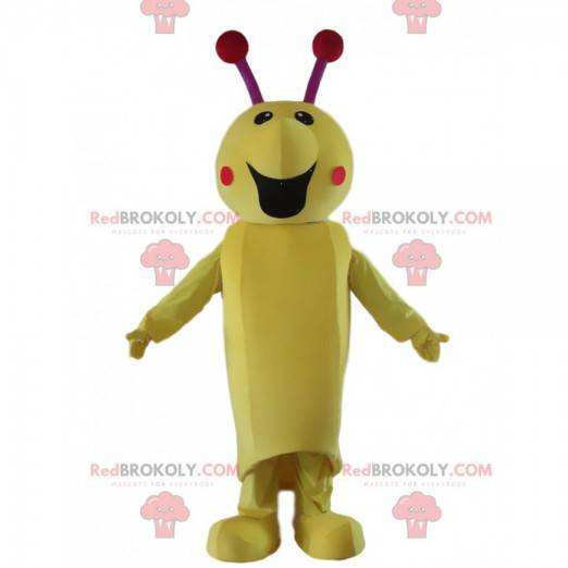 Mascote inseto, fantasia de lagarta, inseto amarelo gigante -