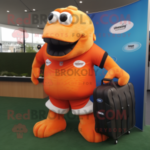 Orange laks maskot kostume...