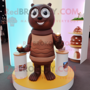 Brown Scented Candle mascot costume character dressed with a Turtleneck and Anklets