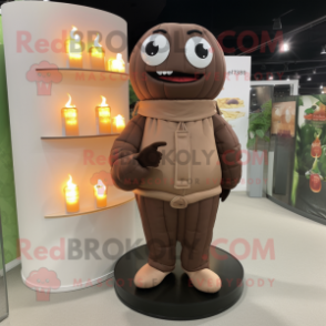 Brown Scented Candle mascot costume character dressed with a Turtleneck and Anklets