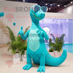 Cyan Brachiosaurus mascotte...