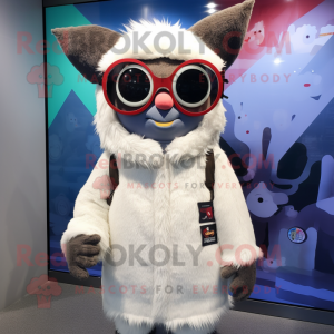 nan Demon mascot costume character dressed with a Parka and Sunglasses