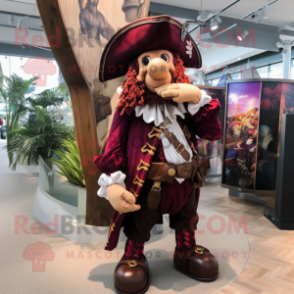 Maroon Pirate mascot costume character dressed with a Swimwear and Clutch bags