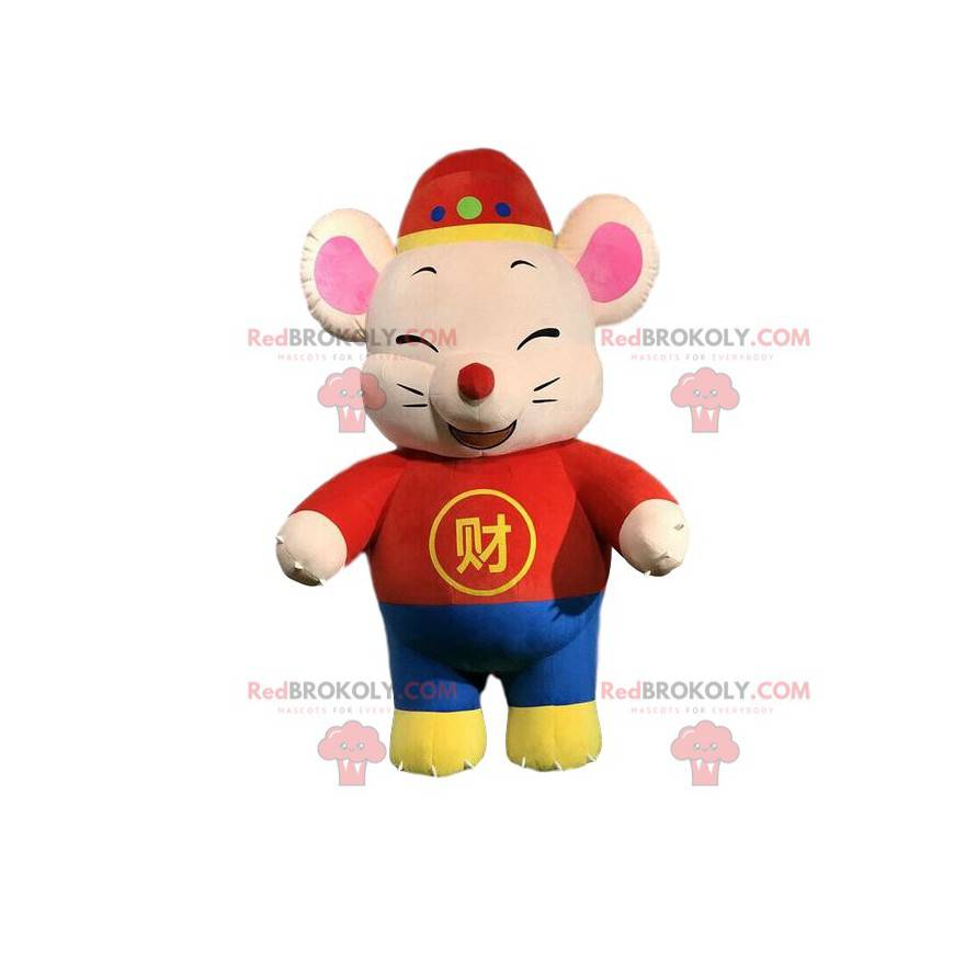 Mascota del ratón, traje asiático, año nuevo chino -