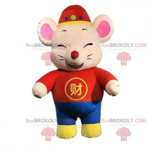 Mascota del ratón, traje asiático, año nuevo chino -