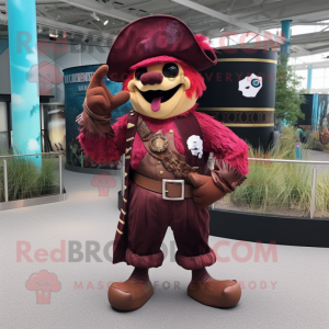 Maroon Pirate mascot costume character dressed with a Swimwear and Clutch bags