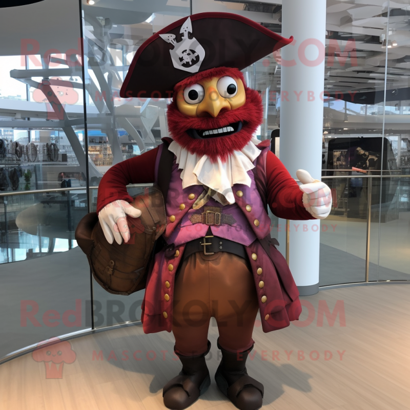 Maroon Pirate mascot costume character dressed with a Swimwear and Clutch bags