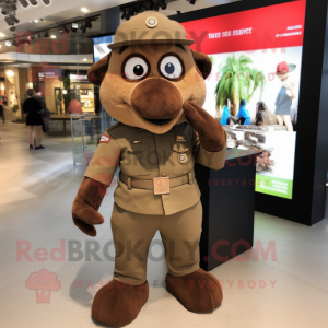 Brown Army Soldier mascotte...