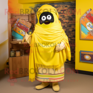 Yellow Fajitas mascot costume character dressed with a Culottes and Scarf clips