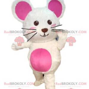Hvid mus maskot, gnaver kostume, kæmpe mus - Redbrokoly.com