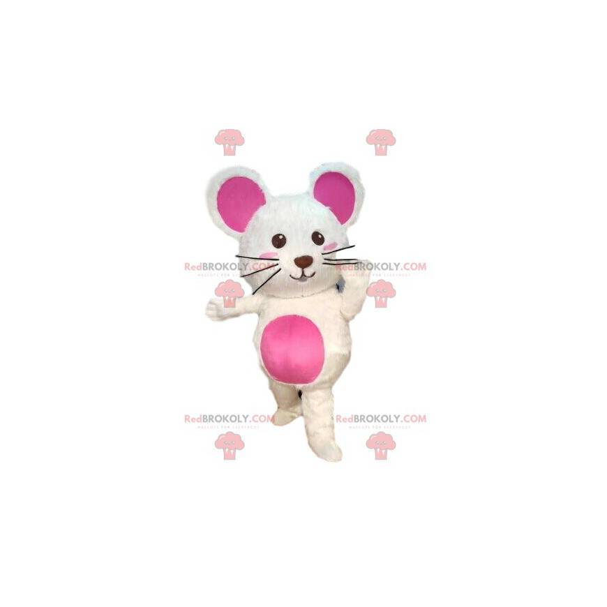 Vit maskot, gnagarkostym, jätte mus - Redbrokoly.com Vit maskot, gnagarkostym, jätte mus - Redbrokoly.com