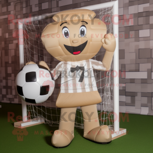Beige Soccer Goal maskot...