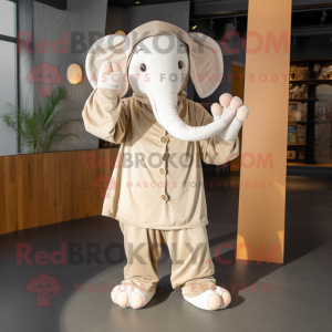 Mascotte d'Éléphant beige...