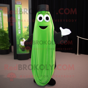 Forest Green Celery mascot costume character dressed with a Tuxedo and Shawl pins