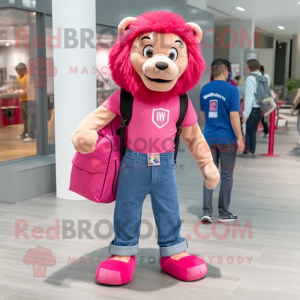 Pink Lion mascotte kostuum...