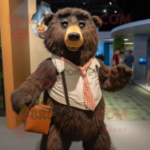 Rust Sloth Bear mascot costume character dressed with a Shorts and Ties